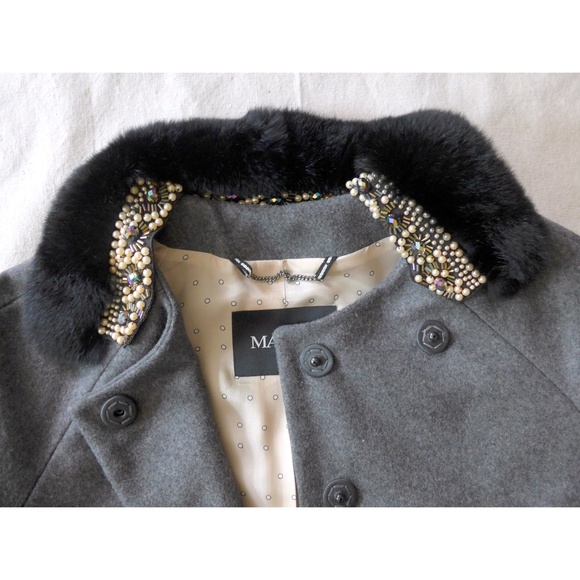 Max & Co. Women 42 Contrast Coat with Jewel Collar - Picture 8 of 15